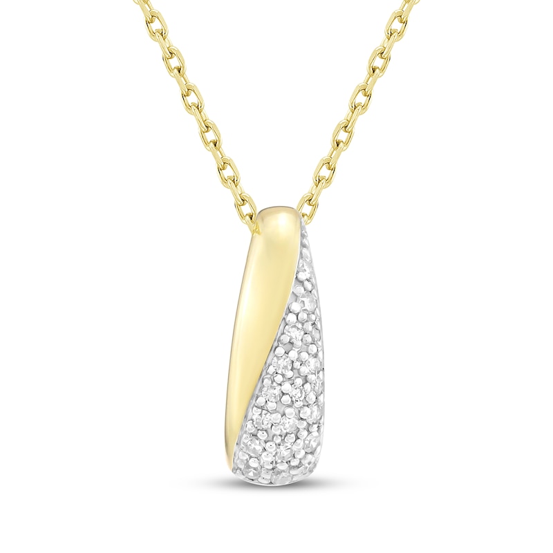 Main Image 1 of Diamond Diagonal Necklace 1/10 ct tw 10K Yellow Gold 18&quot;