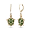 Thumbnail Image 1 of Pear-Shaped Nephrite Jade Turtle Dangle Earrings 14K Yellow Gold