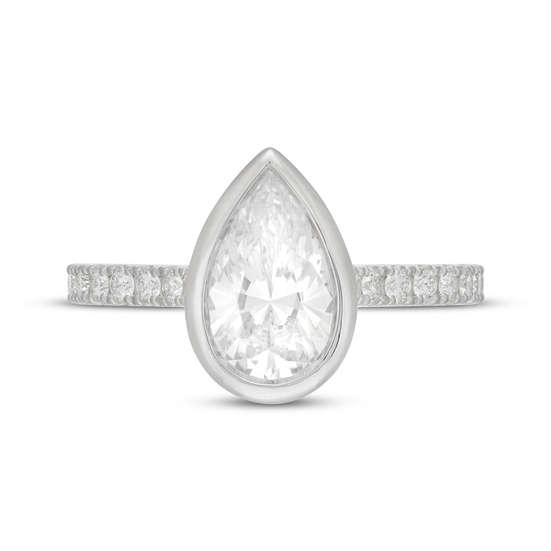 Main Image 3 of Neil Lane Artistry Pear-Shaped Lab-Grown Diamond Bezel-Set Engagement Ring 2 ct tw 14K White Gold