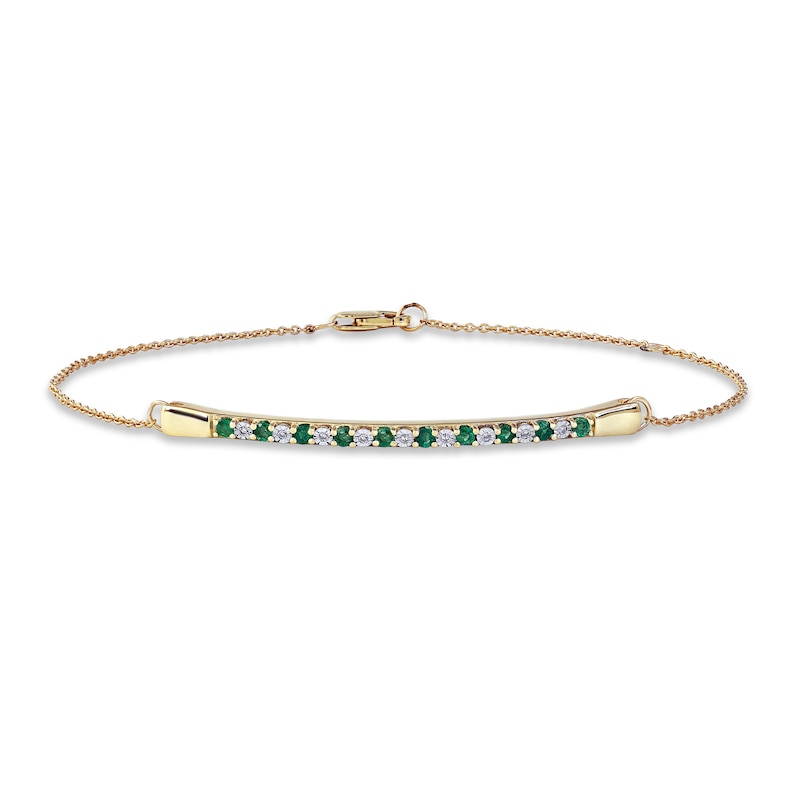 Main Image 1 of Emerald & Diamond Bracelet 10K Yellow Gold 7.25&quot;