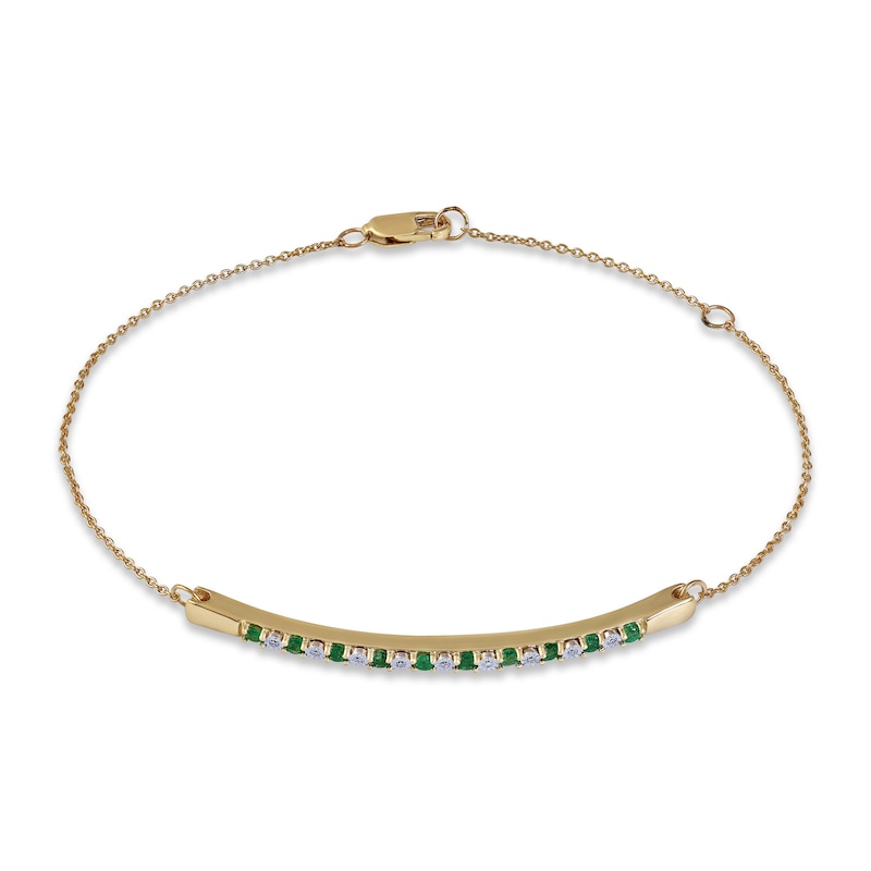 Main Image 2 of Emerald & Diamond Bracelet 10K Yellow Gold 7.25&quot;