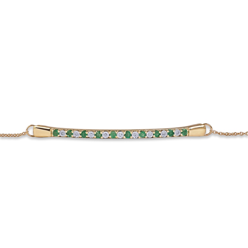 Main Image 3 of Emerald & Diamond Bracelet 10K Yellow Gold 7.25&quot;