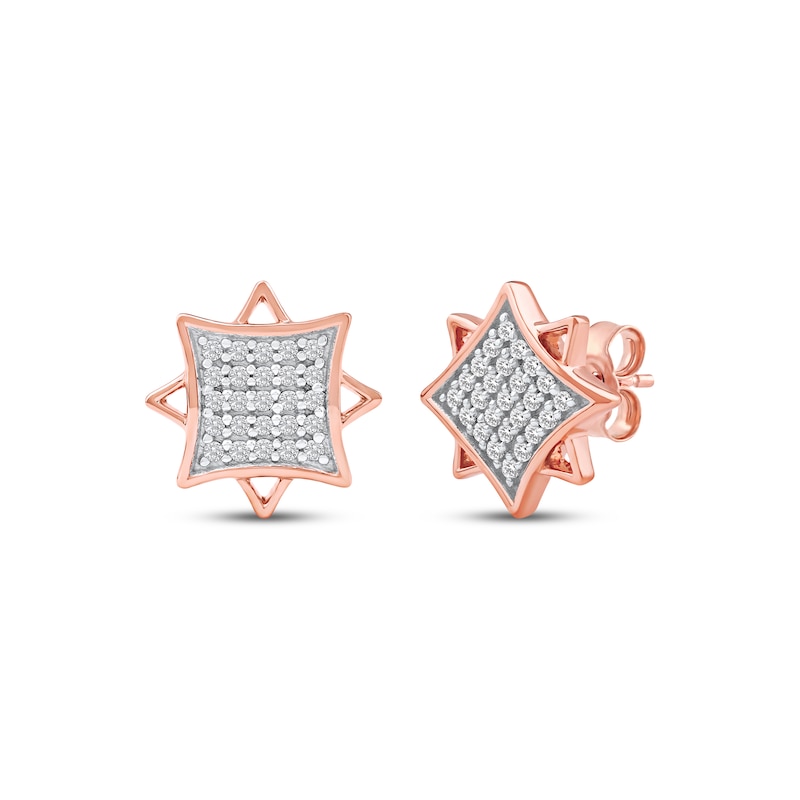 Main Image 1 of Multi-Diamond Eight-Point Star Stud Earrings 1/4 ct tw 10K Rose Gold