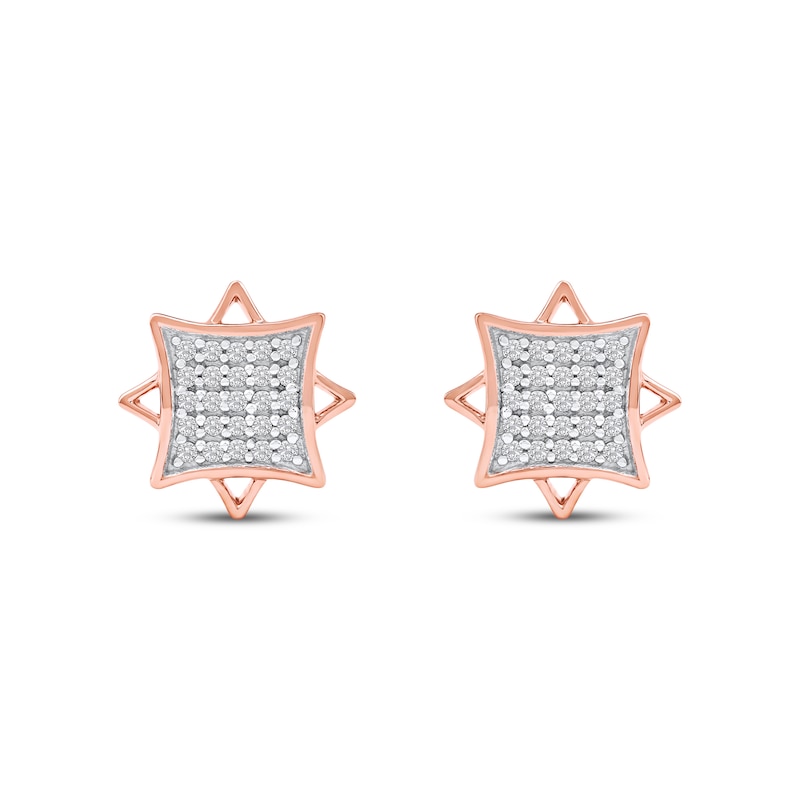 Main Image 2 of Multi-Diamond Eight-Point Star Stud Earrings 1/4 ct tw 10K Rose Gold