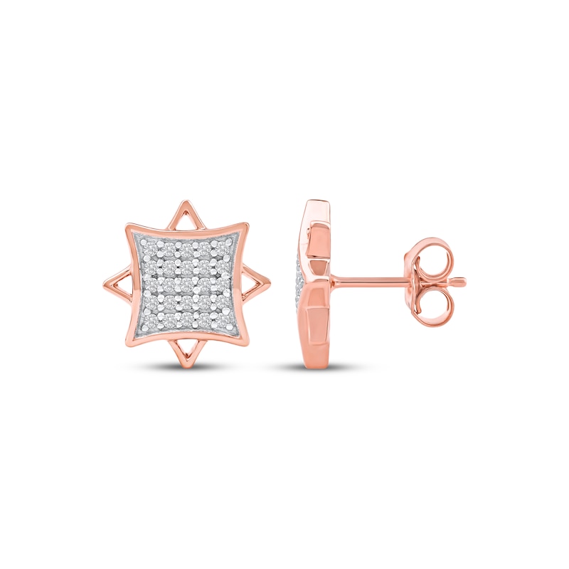 Main Image 3 of Multi-Diamond Eight-Point Star Stud Earrings 1/4 ct tw 10K Rose Gold