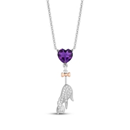 Disney Treasures Winnie the Pooh &quot;Eeyore&quot; Amethyst & Diamond Necklace 1/20 ct tw Sterling Silver & 10K Rose Gold 18&quot;