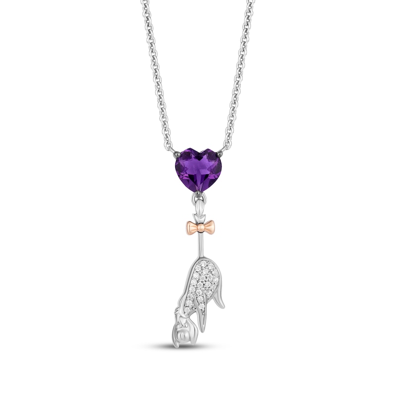 Main Image 1 of Disney Treasures Winnie the Pooh &quot;Eeyore&quot; Amethyst & Diamond Necklace 1/20 ct tw Sterling Silver & 10K Rose Gold 18&quot;