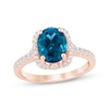 Thumbnail Image 1 of Now + Forever Oval-Cut London Blue Topaz & Diamond Halo Engagement Ring 1/3 ct tw 14K Rose Gold