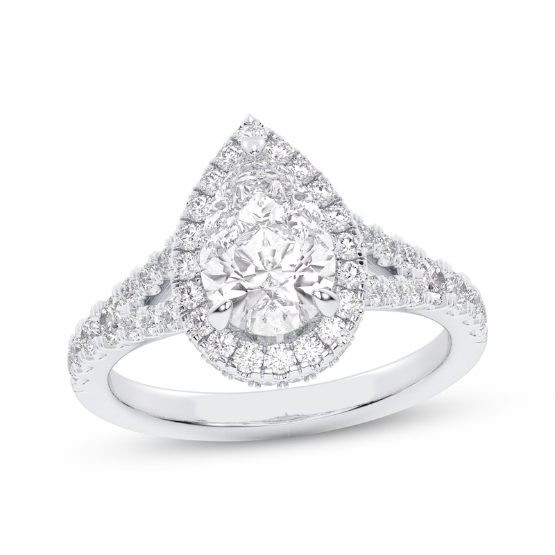 Main Image 1 of Lab-Grown Diamonds by KAY Pear-Shaped Halo Engagement Ring 2-1/4 ct tw 14K White Gold