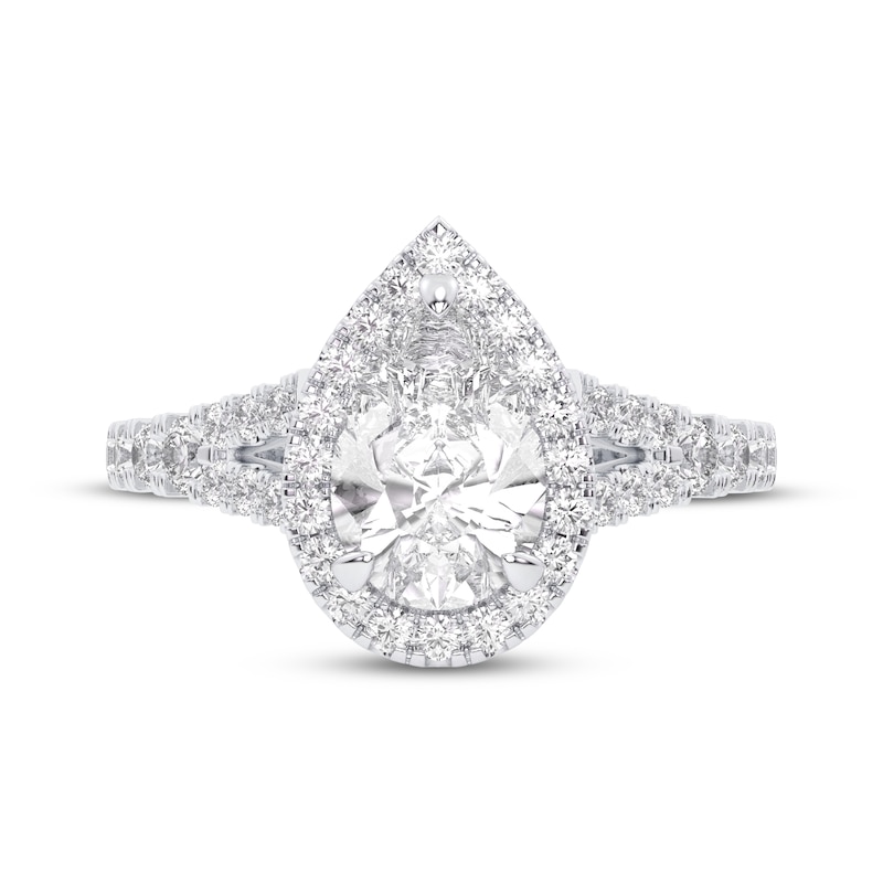 Main Image 3 of Lab-Grown Diamonds by KAY Pear-Shaped Halo Engagement Ring 2-1/4 ct tw 14K White Gold