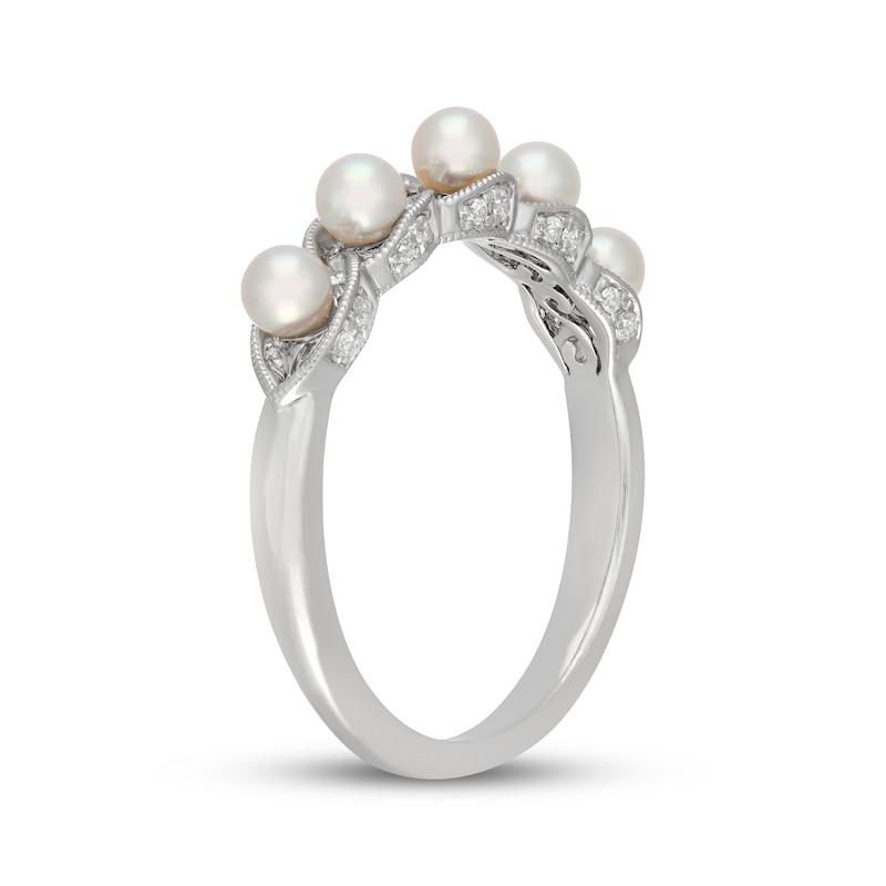 Main Image 2 of Neil Lane Cultured Akoya Pearl & Diamond Anniversary Ring 1/10 ct tw 14K White Gold