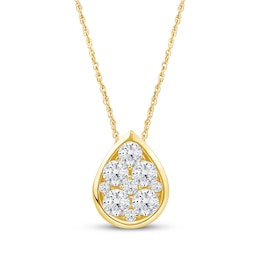 Lab-Grown Diamonds by KAY Multi-Stone Teardrop Necklace 1/2 ct tw 10K Yellow Gold 18&quot;