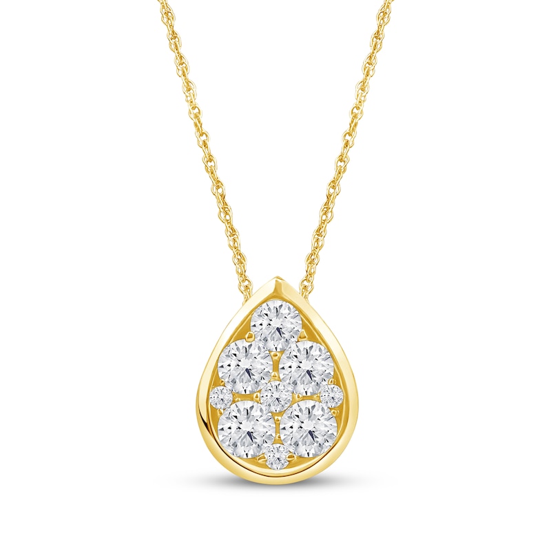 Main Image 1 of Lab-Grown Diamonds by KAY Multi-Stone Teardrop Necklace 1/2 ct tw 10K Yellow Gold 18&quot;