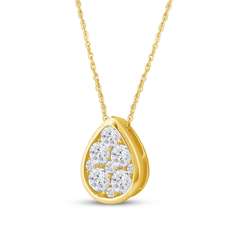 Main Image 2 of Lab-Grown Diamonds by KAY Multi-Stone Teardrop Necklace 1/2 ct tw 10K Yellow Gold 18&quot;