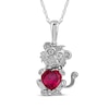 Thumbnail Image 1 of Heart-Shaped Lab-Created Ruby & White Lab-Created Sapphire Lion Necklace Sterling Silver 18&quot;