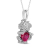 Thumbnail Image 2 of Heart-Shaped Lab-Created Ruby & White Lab-Created Sapphire Lion Necklace Sterling Silver 18&quot;