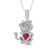 Thumbnail Image 3 of Heart-Shaped Lab-Created Ruby & White Lab-Created Sapphire Lion Necklace Sterling Silver 18&quot;