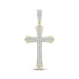 Men's Diamond Cross Charm 1-1/2 ct tw 10K Yellow Gold