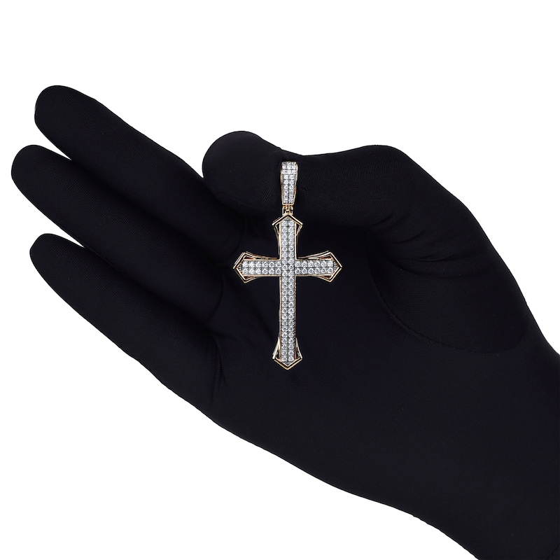 Main Image 4 of Men's Diamond Cross Charm 1-1/2 ct tw 10K Yellow Gold