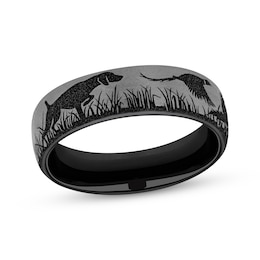 Now + Forever Men's Duck Hunting Scene Wedding Band Matte Black Titanium 6.5mm