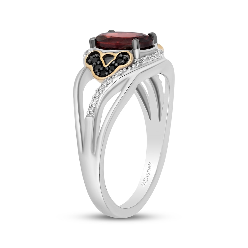 Main Image 2 of Disney Treasures The Lion King Oval-Cut Garnet, Black & White Diamond Ring 1/8 ct tw Sterling Silver & 10K Yellow Gold