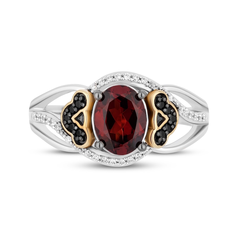 Main Image 4 of Disney Treasures The Lion King Oval-Cut Garnet, Black & White Diamond Ring 1/8 ct tw Sterling Silver & 10K Yellow Gold