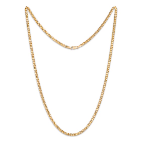 3.75mm Cuban Chain Necklace Hollow 10K Yellow Gold 22"