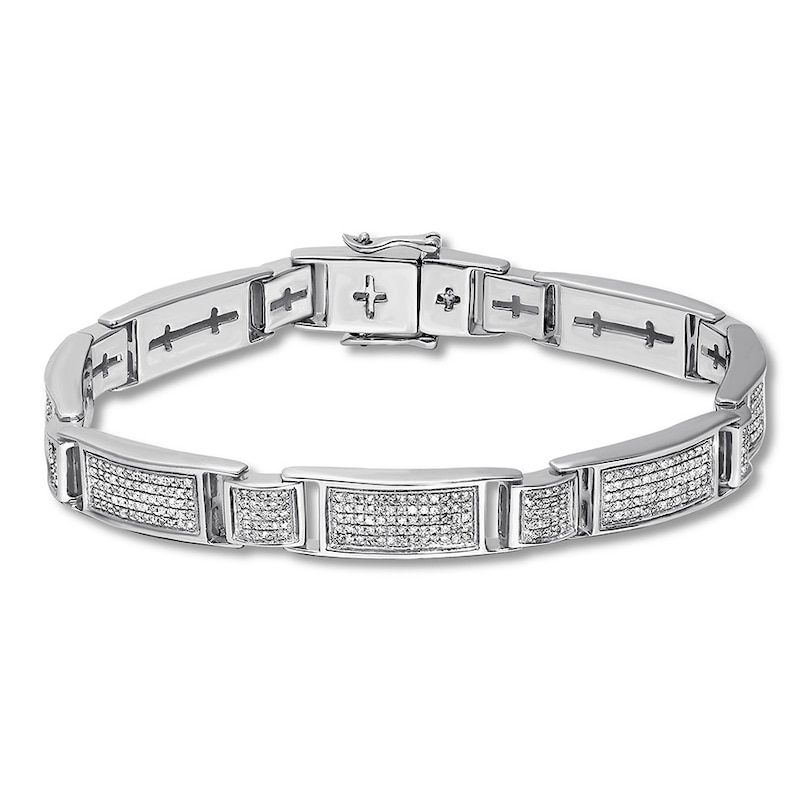 Main Image 1 of Men's Diamond Bracelet 2 ct tw Round-cut Sterling Silver