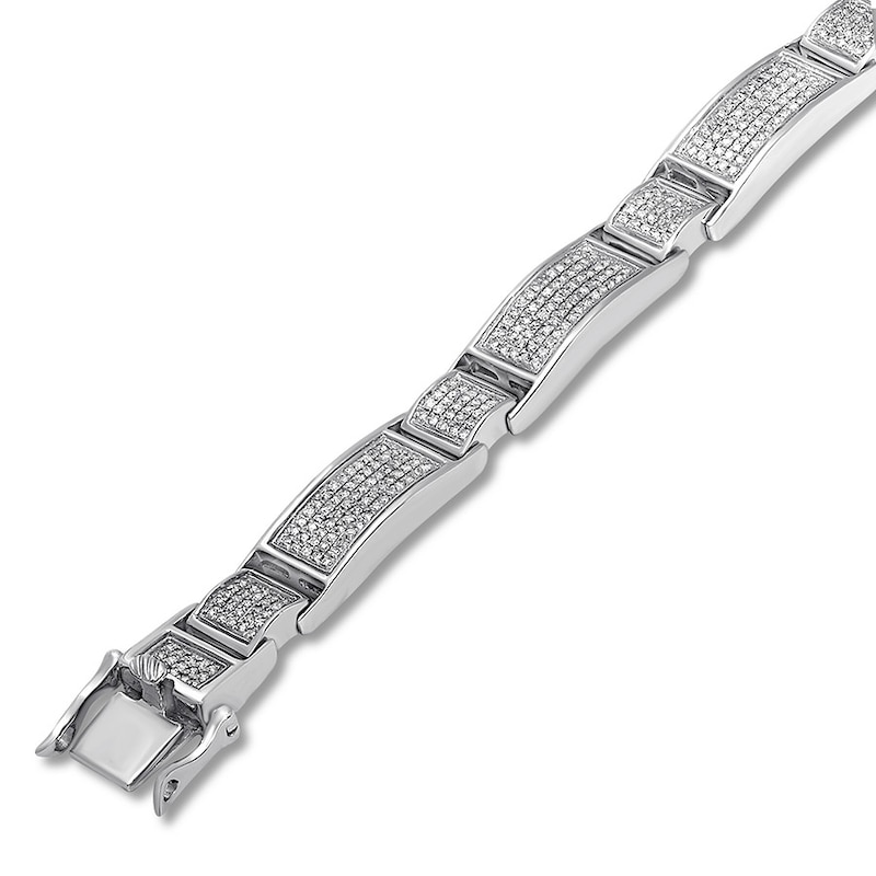 Main Image 2 of Men's Diamond Bracelet 2 ct tw Round-cut Sterling Silver