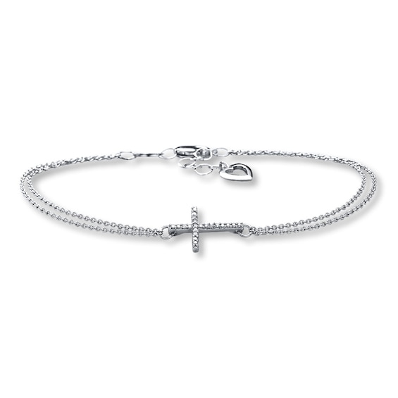 Sideways Cross Bracelet 1/20 ct tw Diamonds Sterling Silver | Kay