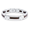 Thumbnail Image 1 of Men's Bracelet 1/10 ct tw Diamonds Stainless Steel/Leather