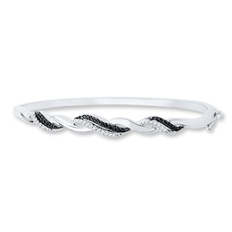 Diamond Bangle 1/4 ct tw Black/White Sterling Silver