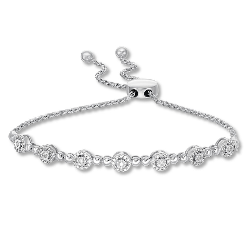 Main Image 1 of Diamond Bolo Bracelet 1/3 ct tw Round-cut 10K White Gold 9.5&quot;