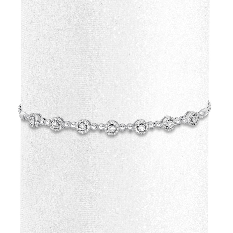 Main Image 2 of Diamond Bolo Bracelet 1/3 ct tw Round-cut 10K White Gold 9.5&quot;