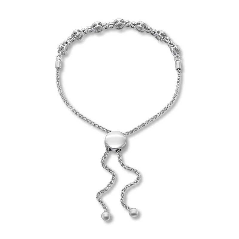 Main Image 3 of Diamond Bolo Bracelet 1/3 ct tw Round-cut 10K White Gold 9.5&quot;