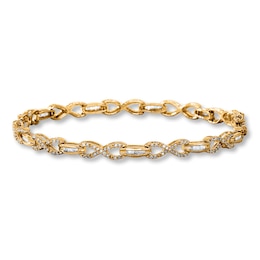 Diamond Infinity Bracelet 1 cttw Baguette & Round 10K Yellow Gold 7.25&quot;