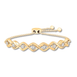 Diamond Bolo Bracelet 1/10 ct tw Round-cut 10K Yellow Gold 9.5&quot;