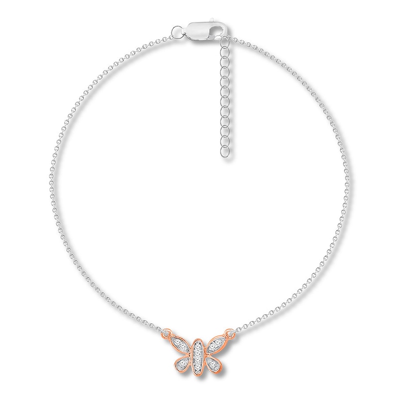 Download Butterfly Anklet 1 20 Ct Tw Diamonds Sterling Silver 10k Gold Kay