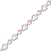 Thumbnail Image 1 of Diamond Heart Bracelet 1/10 ct tw Sterling Silver & 10K Rose Gold