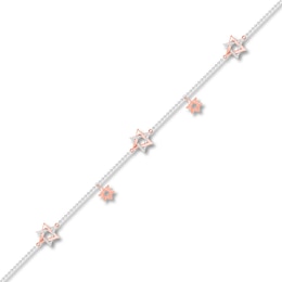 Diamond Star of David Bracelet Sterling Silver & 10K Rose Gold 7.5&quot;