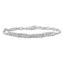 Diamond Bracelet 1/15 ct tw Round-cut Sterling Silver 7.5&quot;