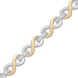 Diamond Infinity Bracelet 1/8 ct tw Sterling Silver & 10K Yellow Gold