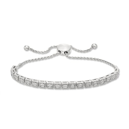 Diamond Bolo Bracelet 1/10 ct tw Round-cut Sterling Silver 9.5&quot;