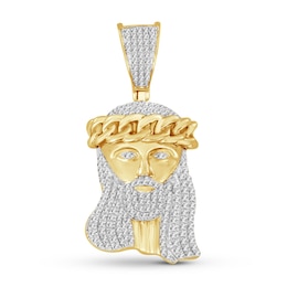 Men’s Diamond Jesus Pendant 1/2 ct tw 10K Yellow Gold