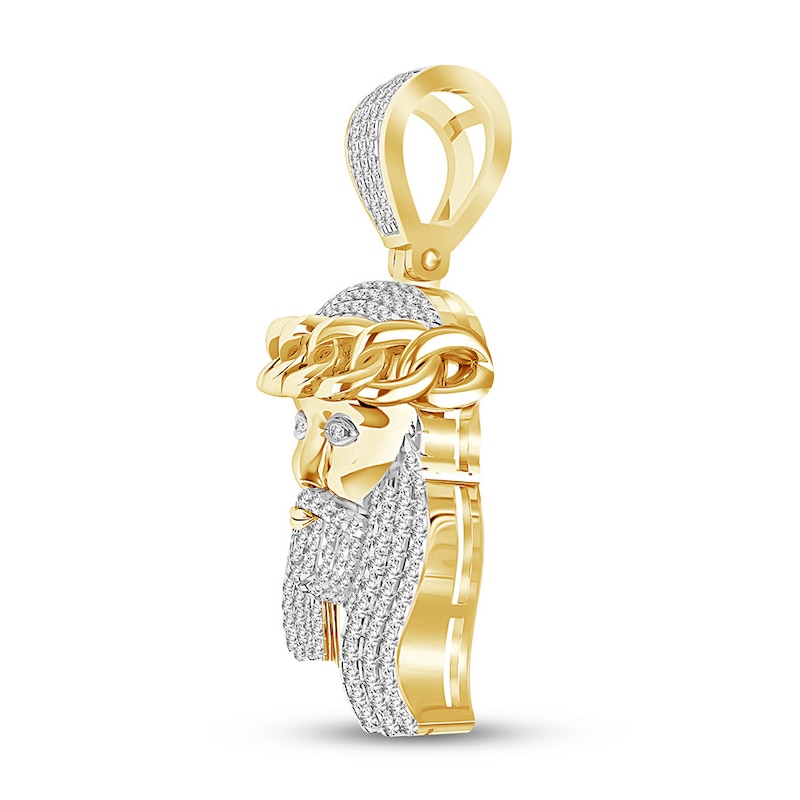 Main Image 2 of Men’s Diamond Jesus Pendant 1/2 ct tw 10K Yellow Gold