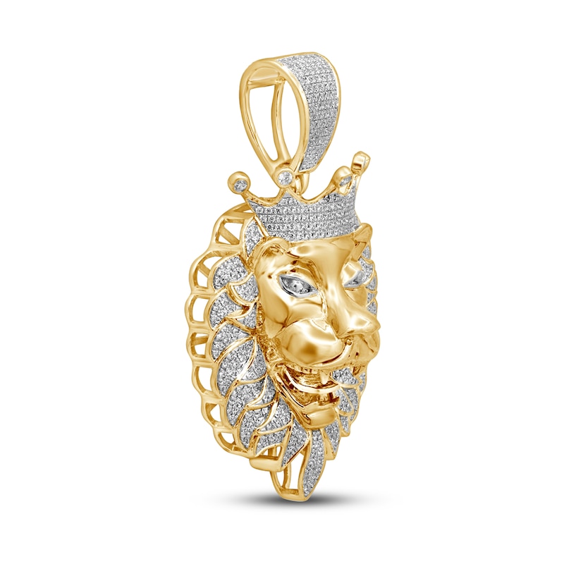 Main Image 2 of Men’s Diamond Lion Head Pendant 1 ct tw 14 Yellow Gold-Plated