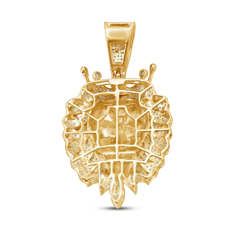 Main Image 3 of Men’s Diamond Lion Head Pendant 1 ct tw 14 Yellow Gold-Plated