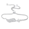 Thumbnail Image 1 of Diamond Cross/Wing Bolo Bracelet 1/5 ct tw 10K White Gold 9.5&quot;