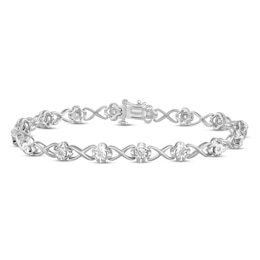 Diamond Bracelet 1/10 ct tw Round-cut Sterling Silver 7.5&quot;