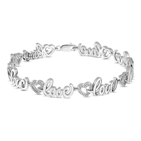 Diamond Love Bracelet Sterling Silver 7.25